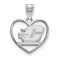 Sterling Silver Rhodium-plated LogoArt Central Michigan University Letter C Heart Pendant