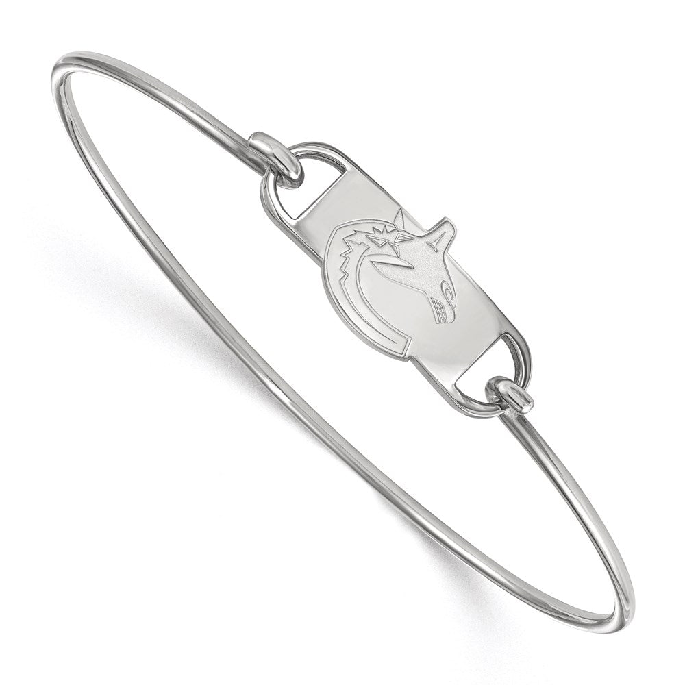 Sterling Silver Rhodium-plated NHL LogoArt Vancouver Canucks Small Center 7 inch Wire Bangle