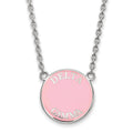 Sterling Silver Rhodium-plated LogoArt Delta Gamma Sorority Text Large Color Enamel Pendant 18 inch Necklace