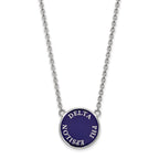 Sterling Silver Rhodium-plated LogoArt Delta Phi Epsilon Sorority Text Large Color Enamel Pendant 18 inch Necklace