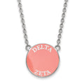 Sterling Silver Rhodium-plated LogoArt Delta Zeta Sorority Text Large Color Enamel Pendant 18 inch Necklace