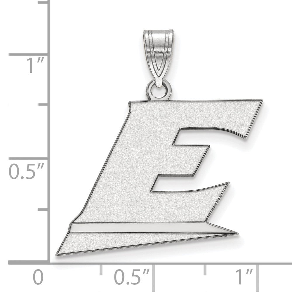 Sterling Silver Rhodium-plated LogoArt Eastern Kentucky University Letter E Large Pendant