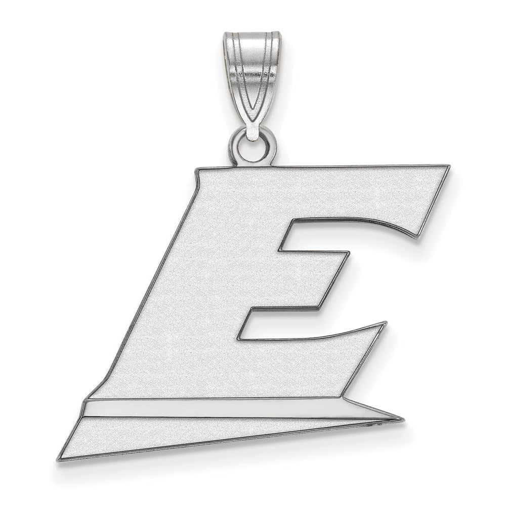10k White Gold LogoArt Eastern Kentucky University Letter E Large Pendant