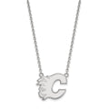 14k White Gold NHL LogoArt Calgary Flames Letter C Large Pendant 18 inch Necklace