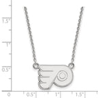 10k White Gold NHL LogoArt Philadelphia Flyers Small Pendant 18 inch Necklace