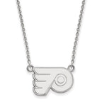 10k White Gold NHL LogoArt Philadelphia Flyers Small Pendant 18 inch Necklace