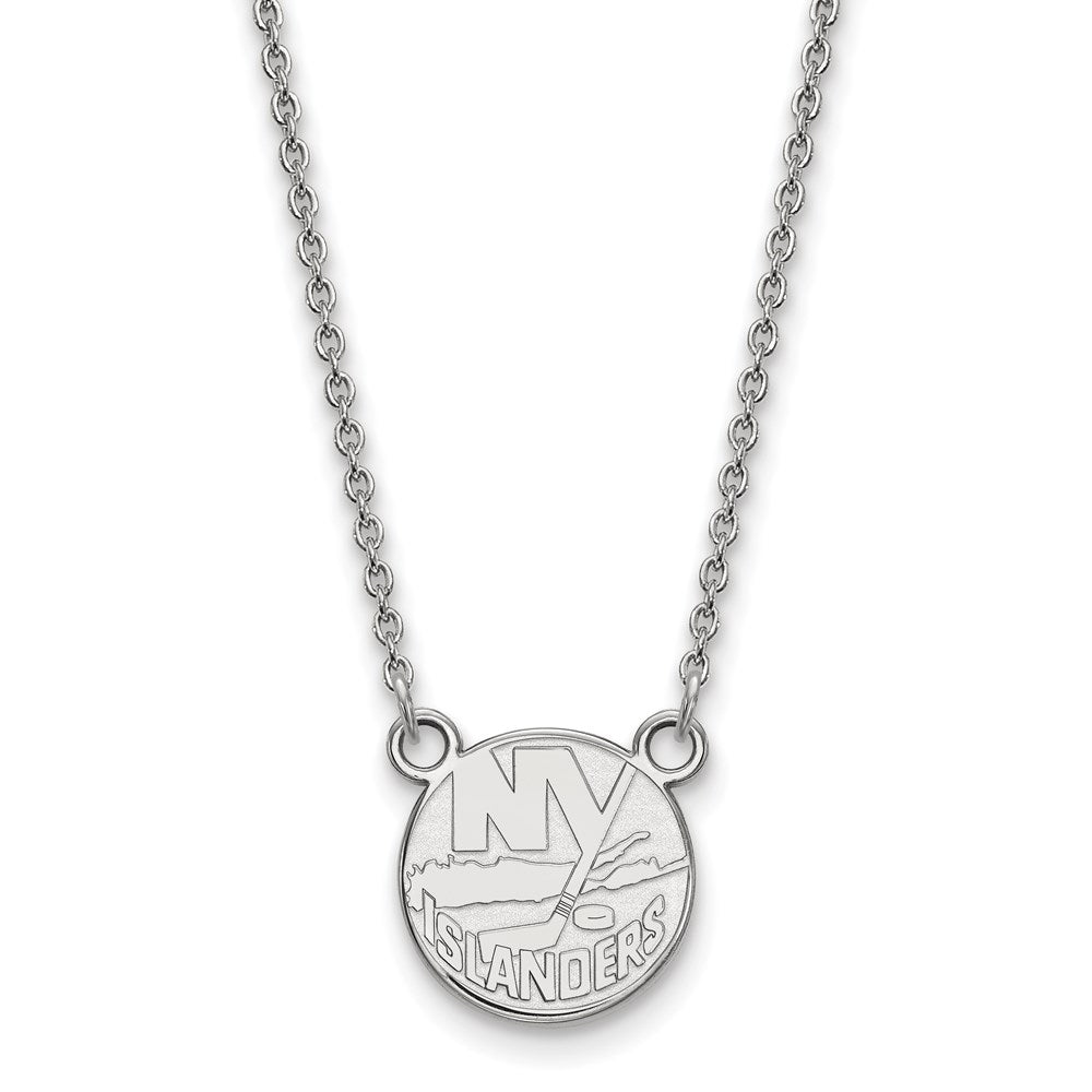 Sterling Silver Rhodium-plated NHL LogoArt New York Islanders Small Pendant 18 inch Necklace