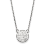 10k White Gold NHL LogoArt New York Islanders Small Pendant 18 inch Necklace
