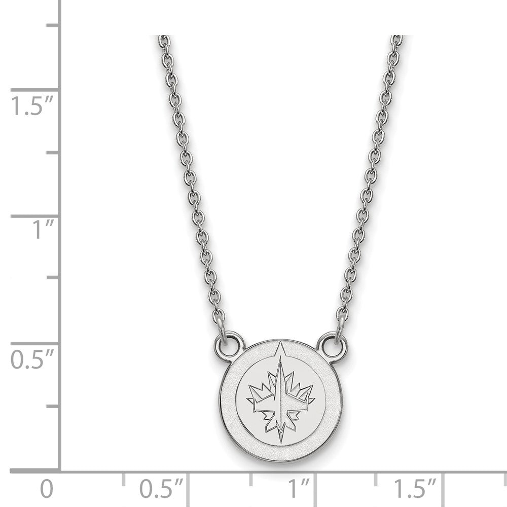 14k White Gold NHL LogoArt Winnipeg Jets Small Pendant 18 inch Necklace