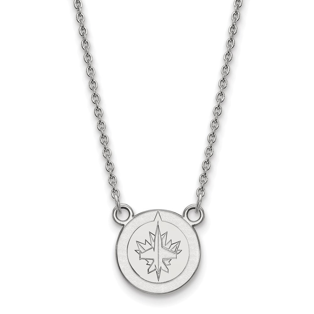 14k White Gold NHL LogoArt Winnipeg Jets Small Pendant 18 inch Necklace