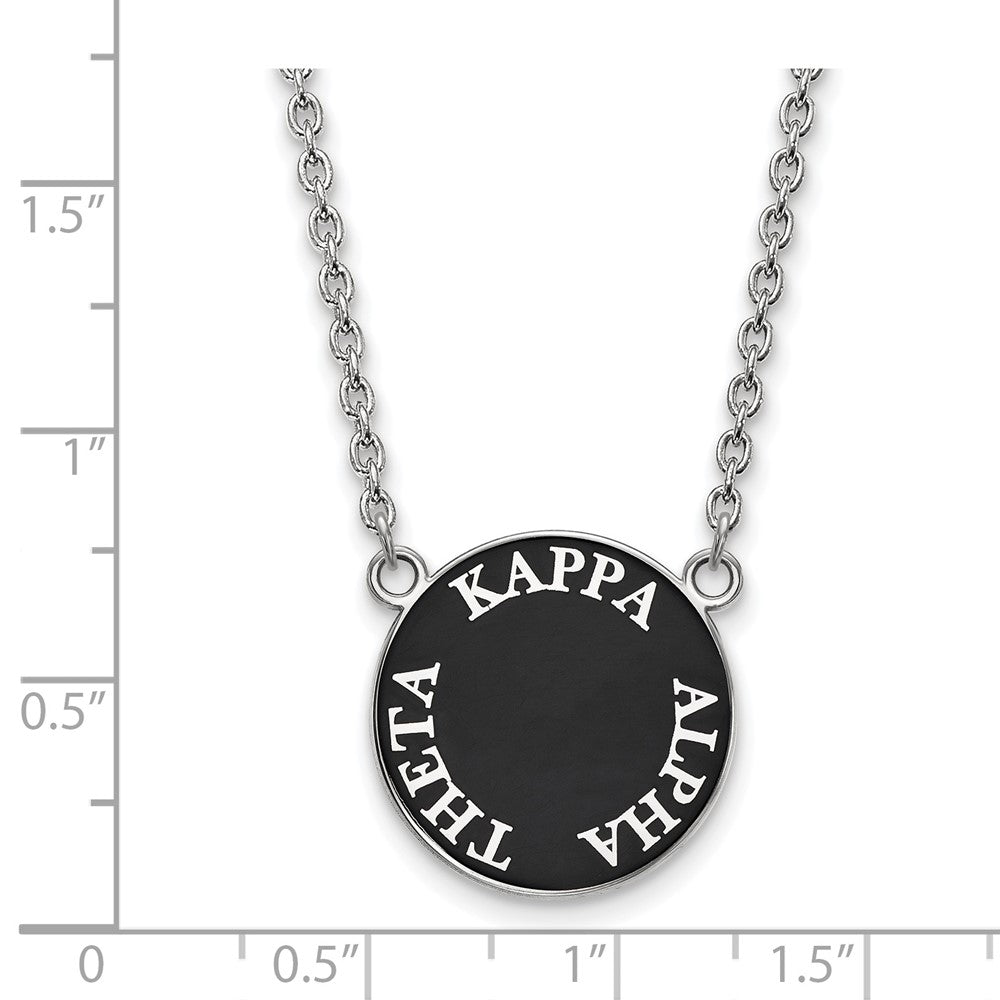 Sterling Silver Rhodium-plated LogoArt Kappa Alpha Theta Sorority Text Large Color Enamel Pendant 18 inch Necklace