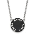 Sterling Silver Rhodium-plated LogoArt Kappa Alpha Theta Sorority Text Large Color Enamel Pendant 18 inch Necklace