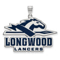 Sterling Silver Rhodium-plated LogoArt Longwood University Lancers Extra Large Enameled Pendant