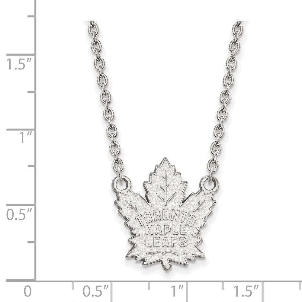 Sterling Silver Rhodium-plated NHL LogoArt Toronto Maple Leafs Large Pendant 18 inch Necklace