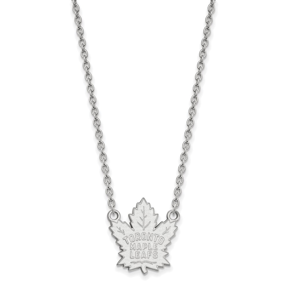 14k White Gold NHL LogoArt Toronto Maple Leafs Large Pendant 18 inch Necklace