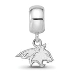 Sterling Silver Rhodium-plated LogoArt Montana State University Bobcat Extra Small Dangle Bead Charm
