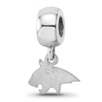 Sterling Silver Rhodium-plated LogoArt Montana State University Bobcat Extra Small Dangle Bead Charm
