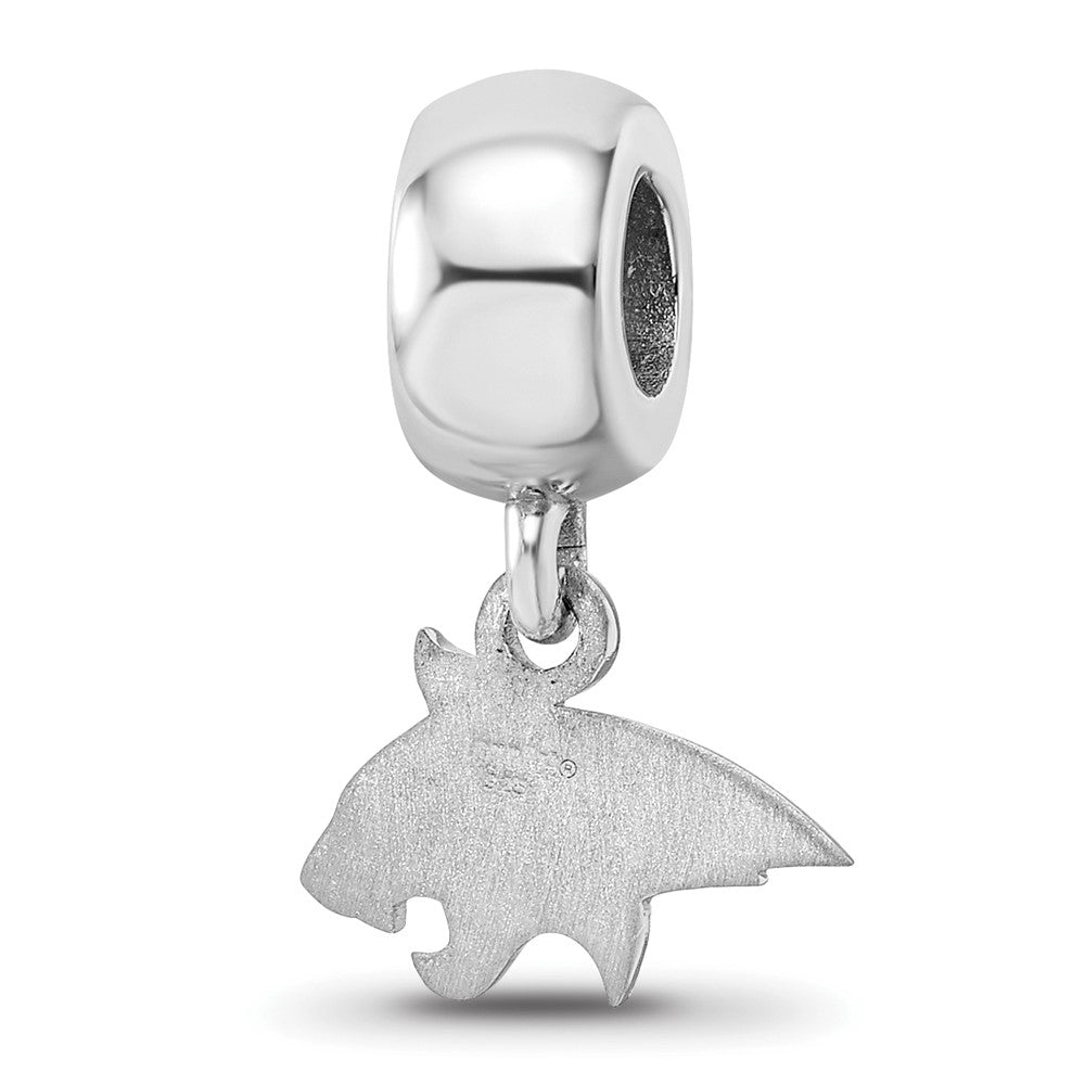 Sterling Silver Rhodium-plated LogoArt Montana State University Bobcat Extra Small Dangle Bead Charm