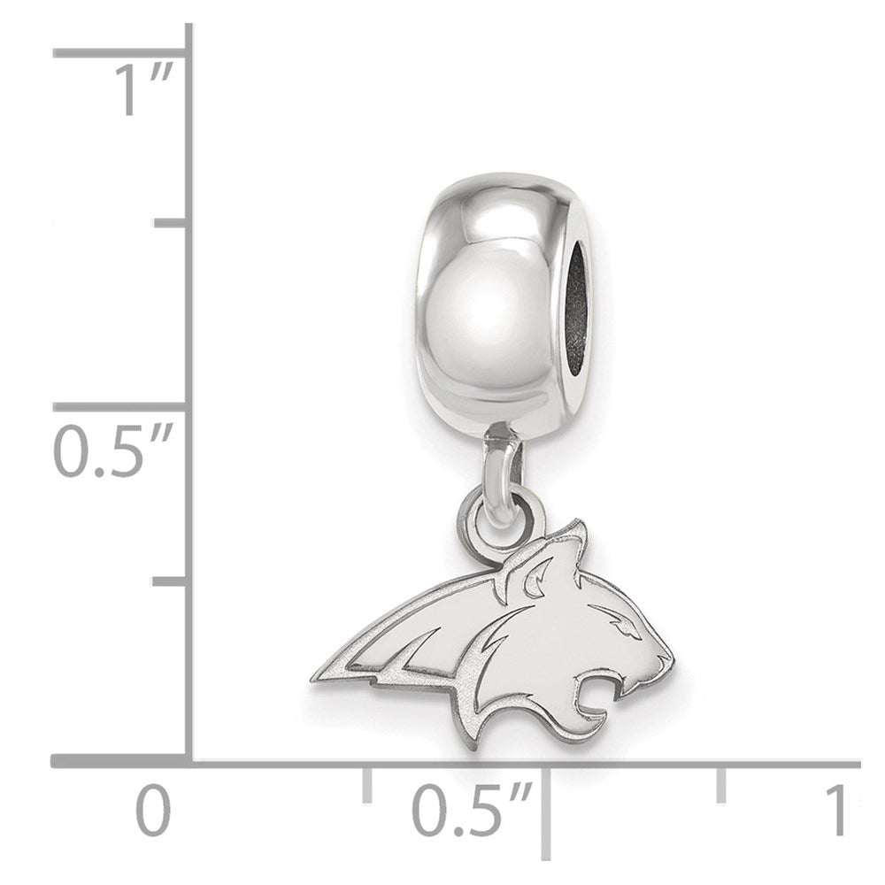 Sterling Silver Rhodium-plated LogoArt Montana State University Bobcat Extra Small Dangle Bead Charm