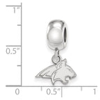 Sterling Silver Rhodium-plated LogoArt Montana State University Bobcat Extra Small Dangle Bead Charm
