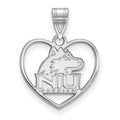 Sterling Silver Rhodium-plated LogoArt Northern Illinois University N-I-U Huskies Heart Pendant