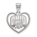 Sterling Silver Rhodium-plated LogoArt Ohio University Heart Pendant