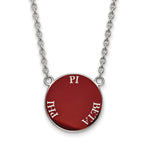 Sterling Silver Rhodium-plated LogoArt Pi Beta Phi Sorority Text Large Color Enamel Pendant 18 inch Necklace