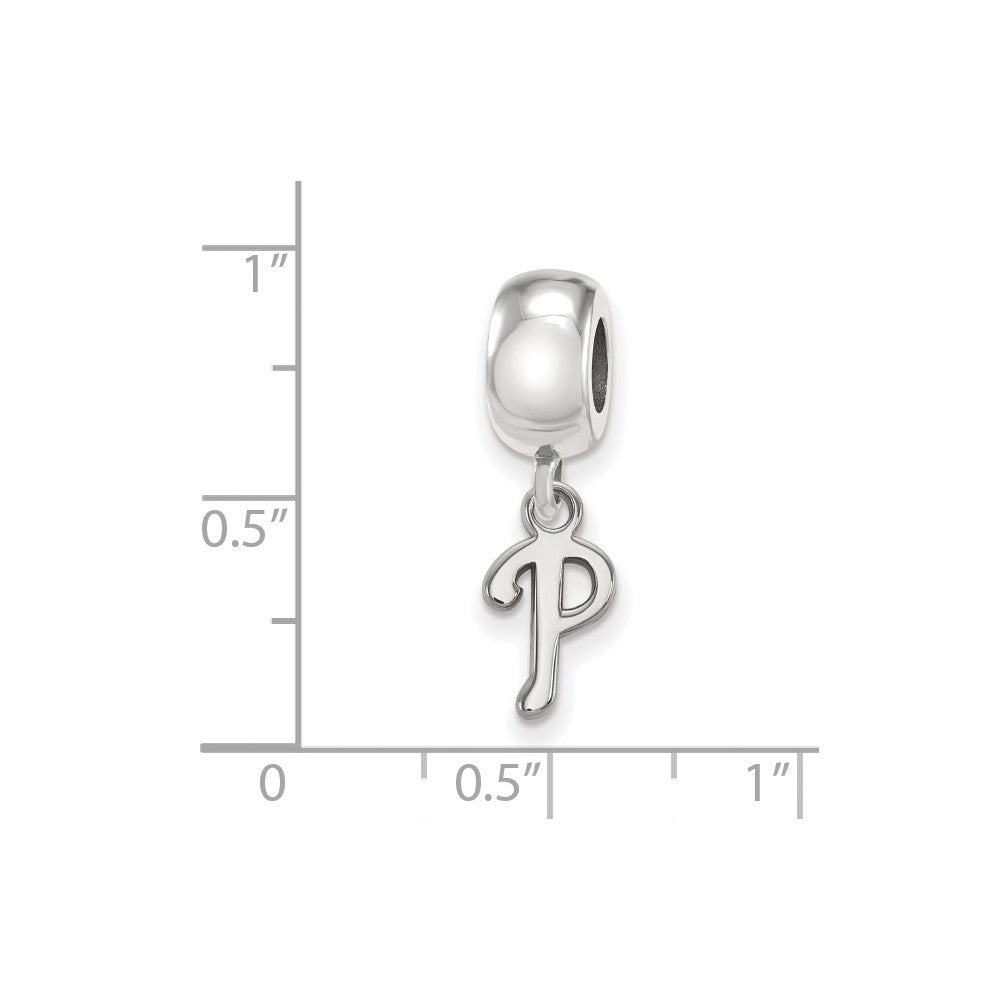 Sterling Silver Rhodium Plated Major League Baseball LogoArt Philadelphia Phillies Dangle Bead