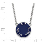 Sterling Silver Rhodium-plated LogoArt Phi Sigma Sigma Sorority Text Large Color Enamel Pendant 18 inch Necklace