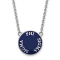 Sterling Silver Rhodium-plated LogoArt Phi Sigma Sigma Sorority Text Large Color Enamel Pendant 18 inch Necklace