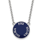 Sterling Silver Rhodium-plated LogoArt Phi Sigma Sigma Sorority Text Large Color Enamel Pendant 18 inch Necklace