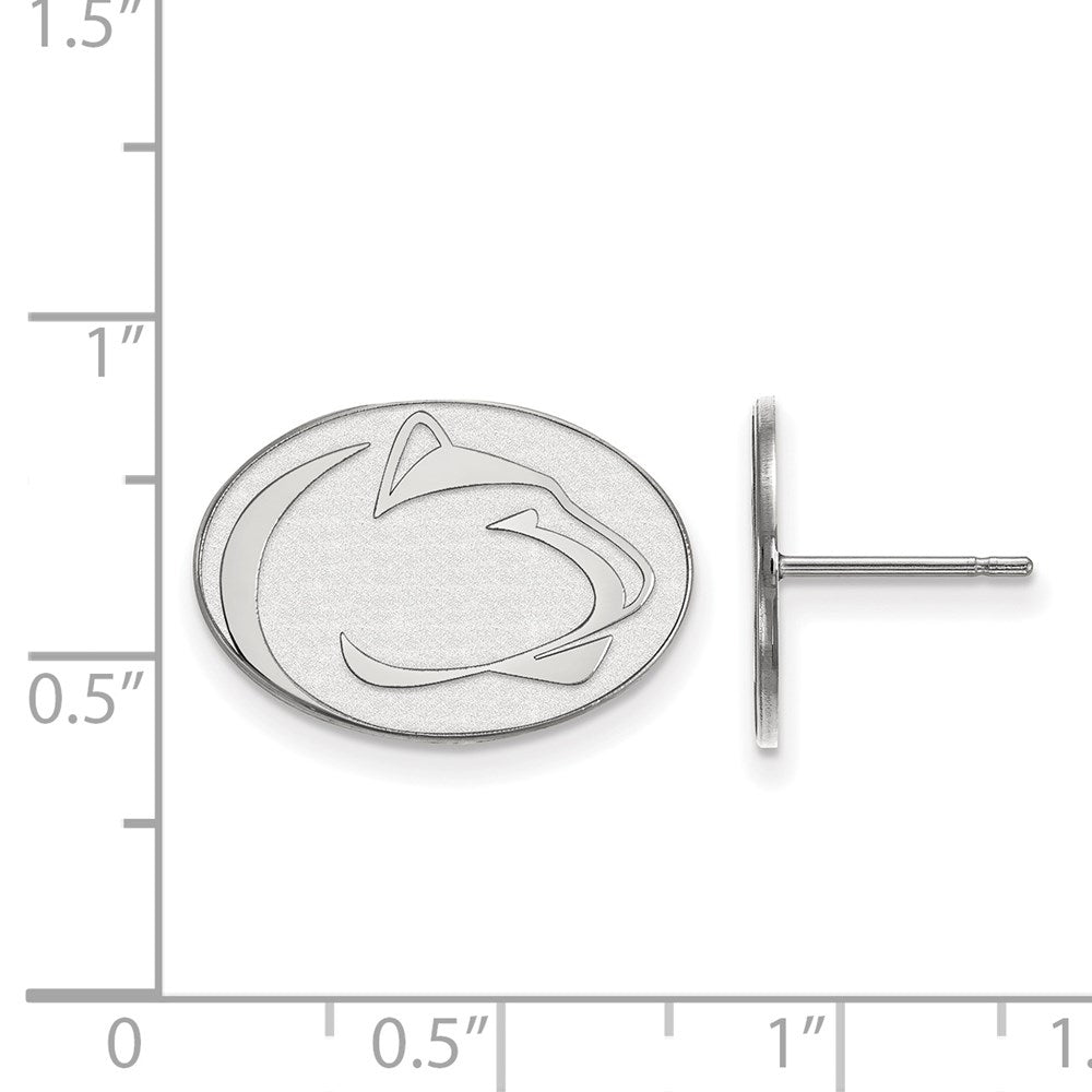 Sterling Silver Rhodium-plated LogoArt Penn State University Lion Small Post Earrings