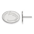 Sterling Silver Rhodium-plated LogoArt Penn State University Lion Small Post Earrings