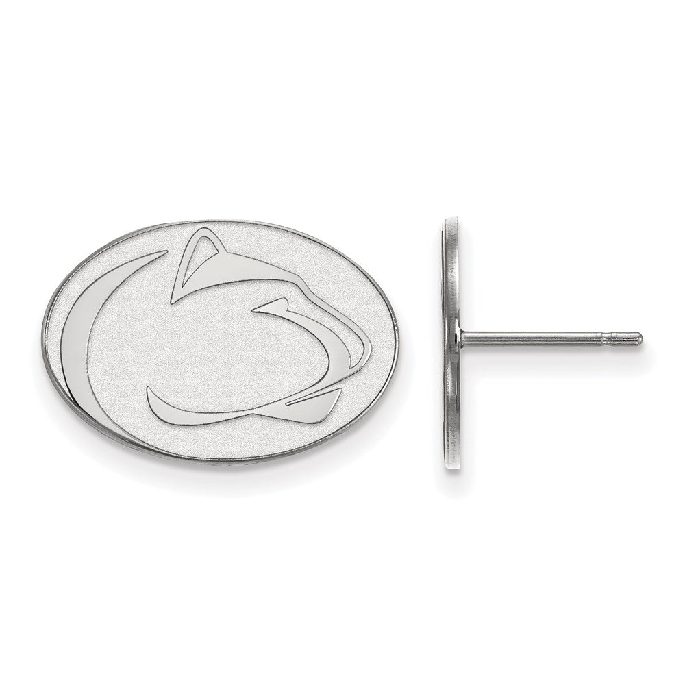 10k White Gold LogoArt Penn State University Lion Small Post Earrings