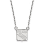 14k White Gold NHL LogoArt New York Rangers Small Pendant 18 inch Necklace