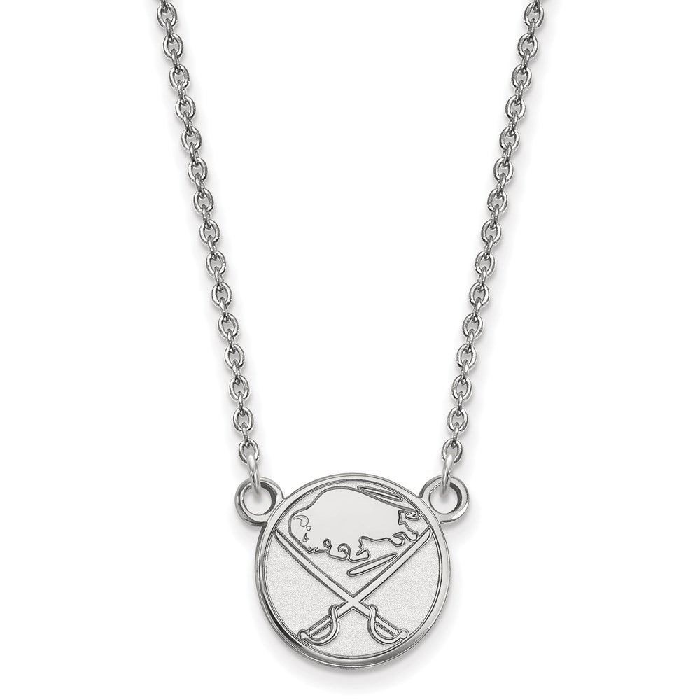 Sterling Silver Rhodium-plated NHL LogoArt Buffalo Sabres Small Pendant 18 inch Necklace