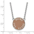 Sterling Silver Rhodium-plated LogoArt Sigma Delta Tau Sorority Text Large Color Enamel Pendant 18 inch Necklace