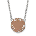 Sterling Silver Rhodium-plated LogoArt Sigma Delta Tau Sorority Text Large Color Enamel Pendant 18 inch Necklace