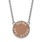 Sterling Silver Rhodium-plated LogoArt Sigma Delta Tau Sorority Text Large Color Enamel Pendant 18 inch Necklace