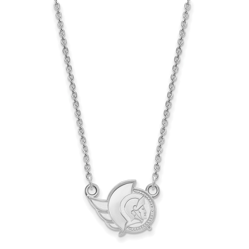 14k White Gold NHL LogoArt Ottawa Senators Small Pendant 18 inch Necklace