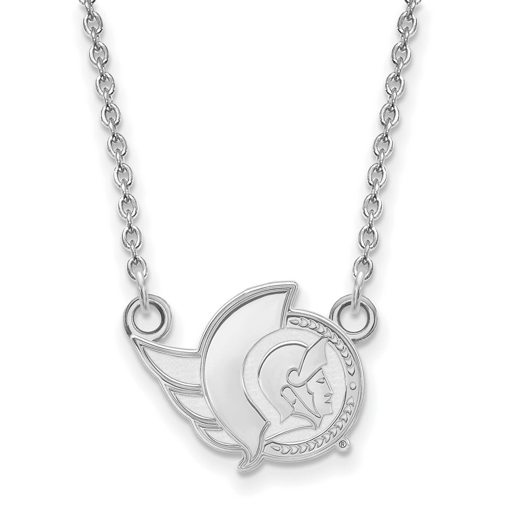 Sterling Silver Rhodium-plated NHL LogoArt Ottawa Senators Small Pendant 18 inch Necklace
