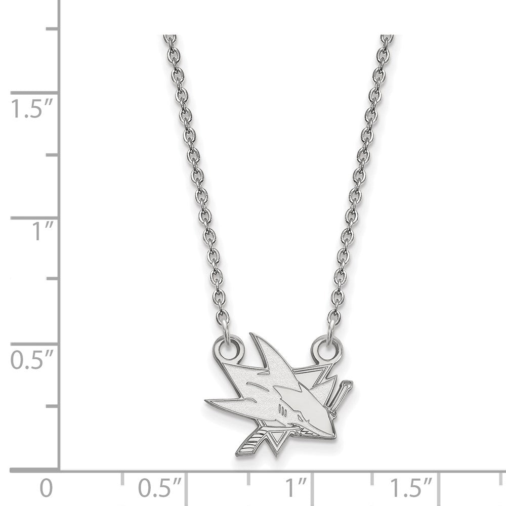 10k White Gold NHL LogoArt San Jose Sharks Small Pendant 18 inch Necklace
