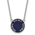 Sterling Silver Rhodium-plated LogoArt Sigma Sigma Sigma Sorority Text Large Color Enamel Pendant 18 inch Necklace
