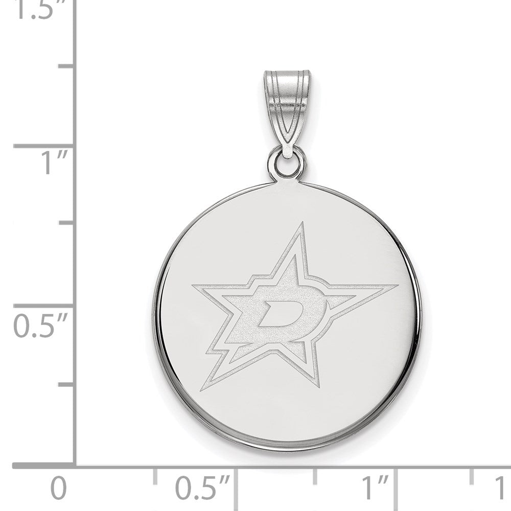 Sterling Silver Rhodium-plated NHL LogoArt Dallas Stars Large Disc Pendant