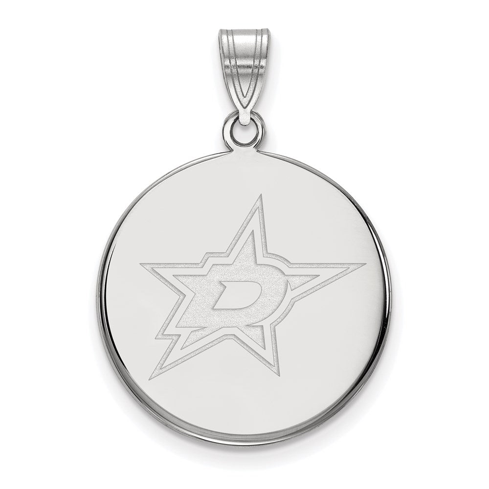 14k White Gold NHL LogoArt Dallas Stars Large Disc Pendant