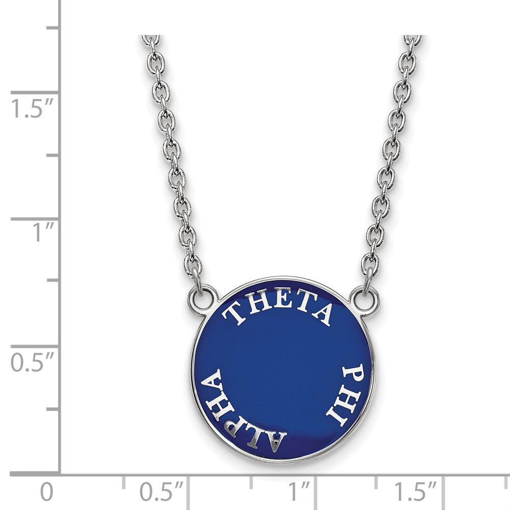 Sterling Silver Rhodium-plated LogoArt Theta Phi Alpha Sorority Text Large Color Enamel Pendant 18 inch Necklace