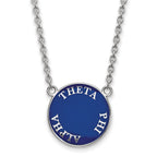 Sterling Silver Rhodium-plated LogoArt Theta Phi Alpha Sorority Text Large Color Enamel Pendant 18 inch Necklace