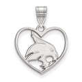 Sterling Silver Rhodium-plated LogoArt Texas State University Bobcat Heart Pendant