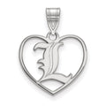 Sterling Silver Rhodium-plated LogoArt University of Louisville Letter L Heart Pendant