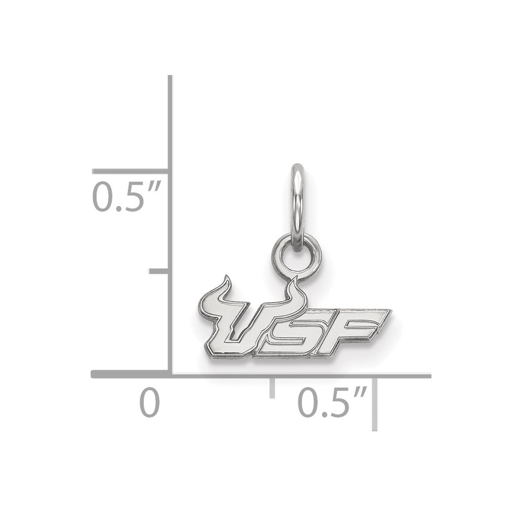 Sterling Silver Rhodium-plated LogoArt University of South Florida U-S-F Extra Small Pendant